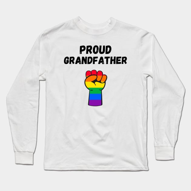 Proud Grandfather Rainbow Pride T Shirt Design Long Sleeve T-Shirt by Rainbow Kin Wear